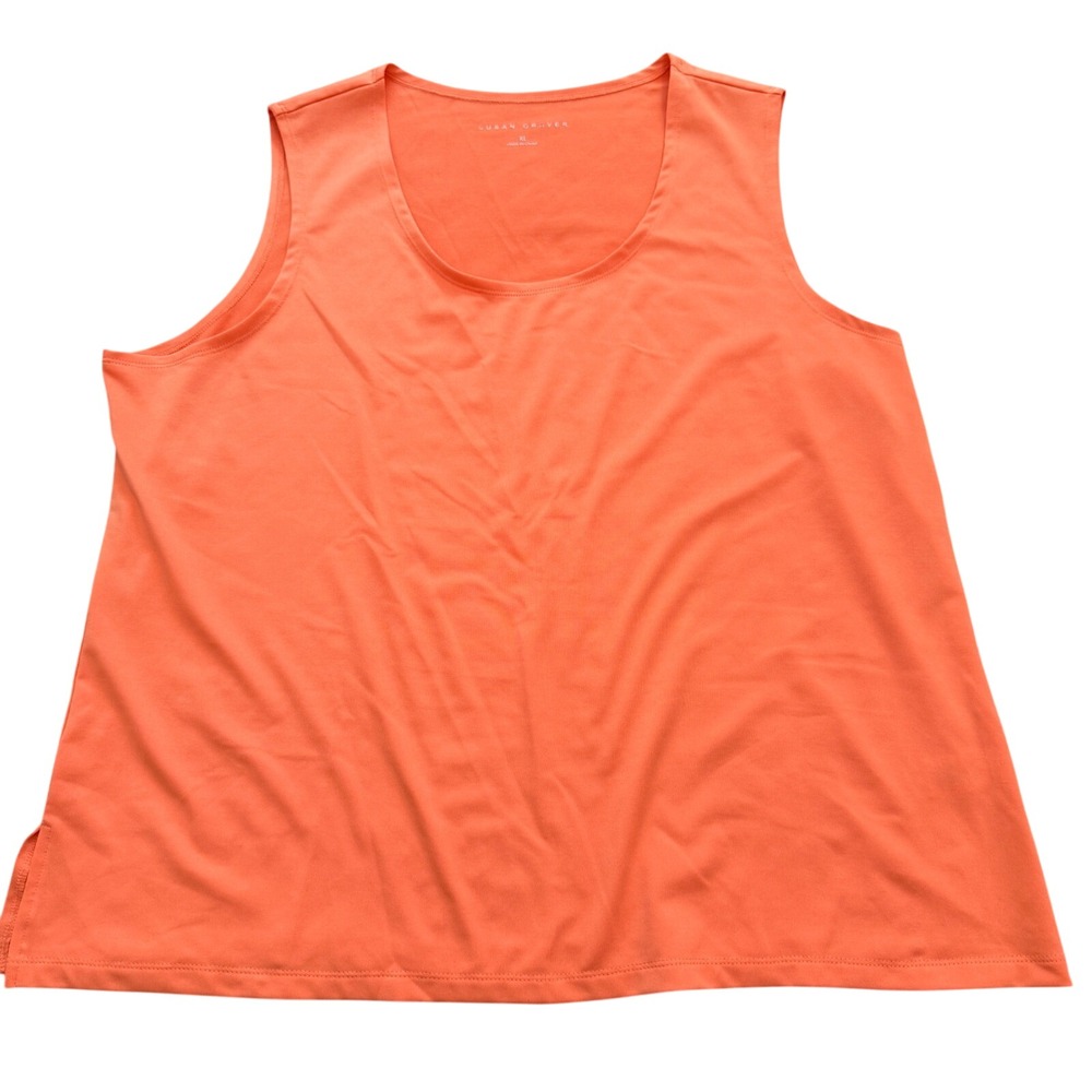 Susan Graver Tank Top Womens XL Orange Scoop Neck Sleeveless Stretch‎